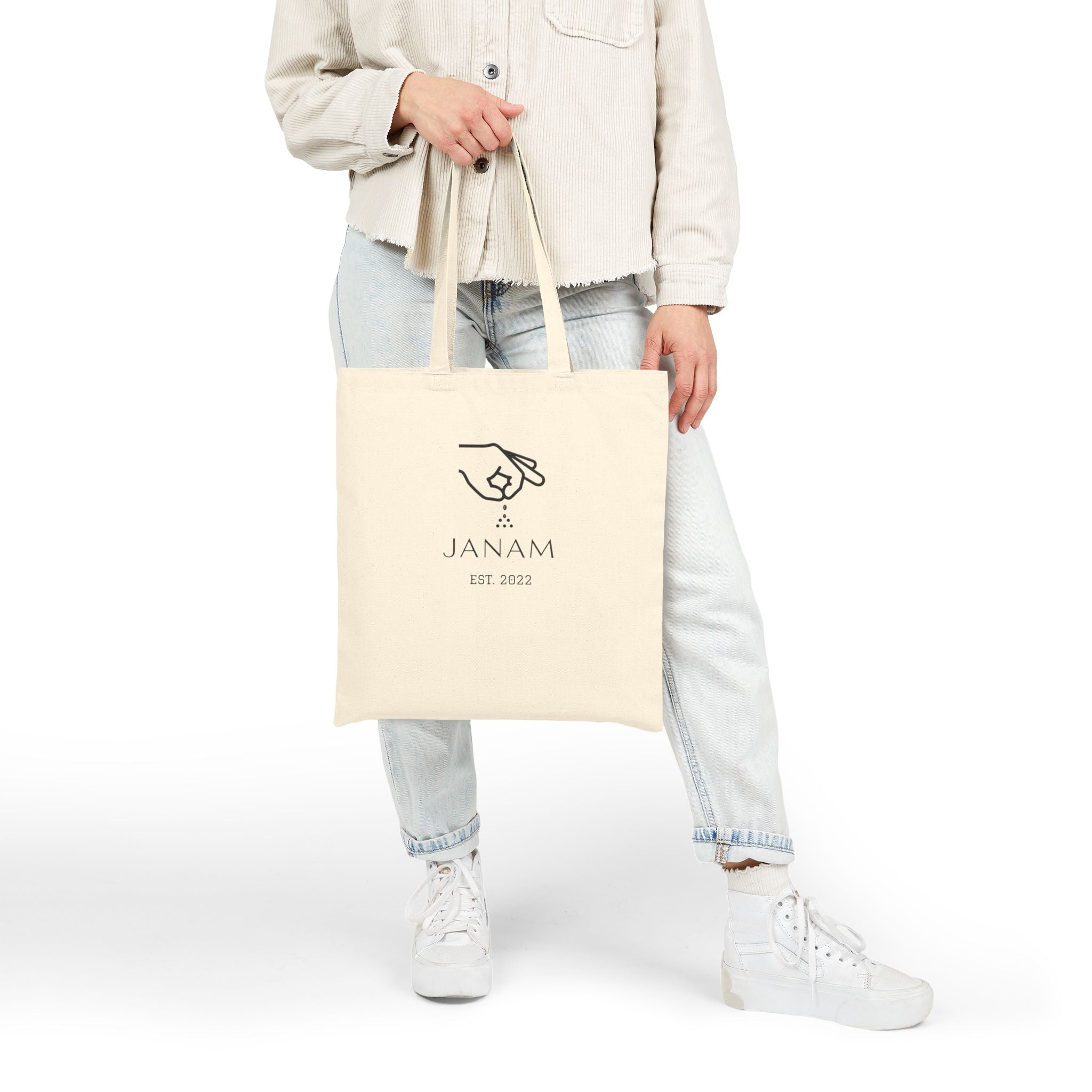 Janam Canvas Tote Bag – Personalized ‘JANAM Est. 2022’ Eco-Friendly Cotton Shopper