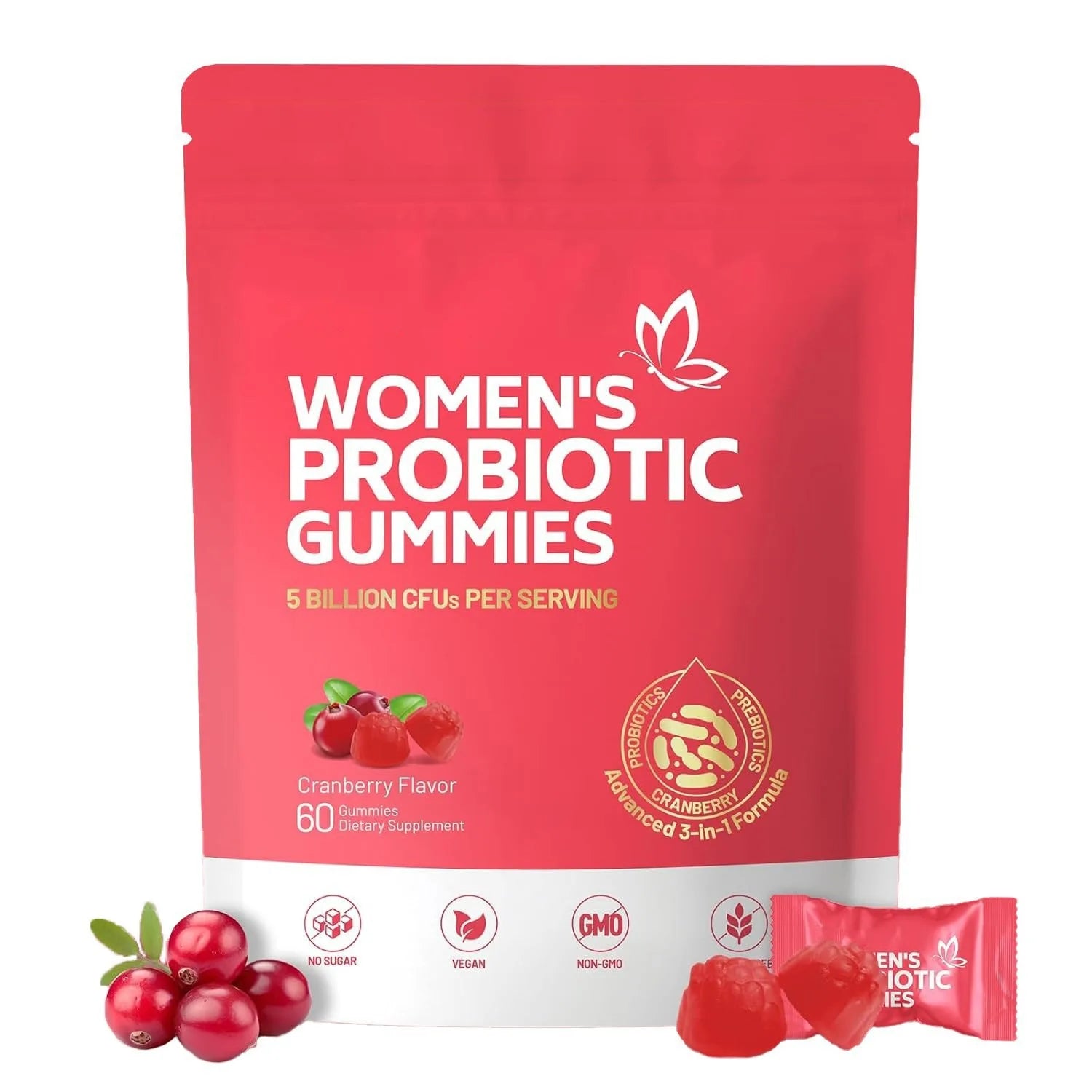 Women's Probiotic Gummies 60 Counts - Cranberry Flavor