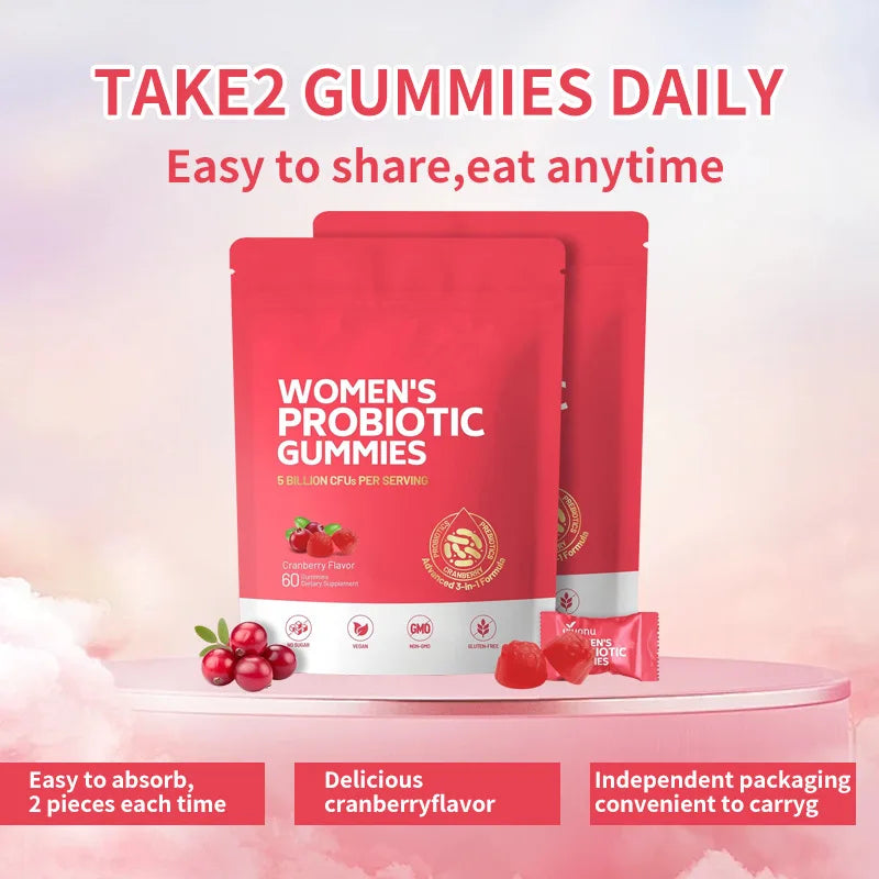Women's Probiotic Gummies 60 Counts - Cranberry Flavor