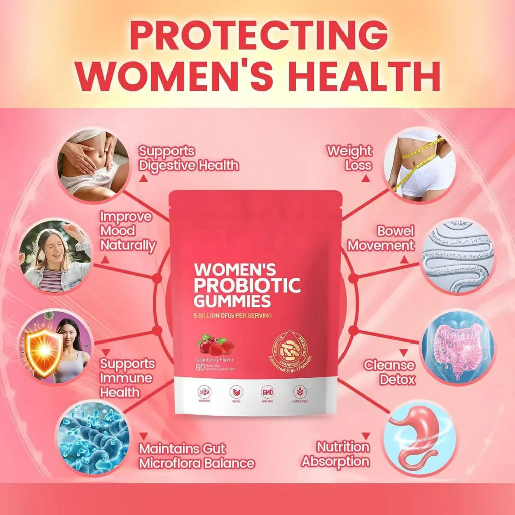 Women's Probiotic Gummies 60 Counts - Cranberry Flavor